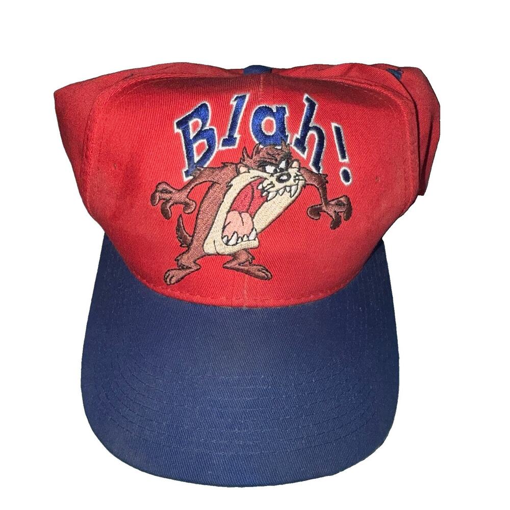 Vintage 90s Looney Tunes Taz Tasmanian Blah Snapback Hat Cap Warner Bros